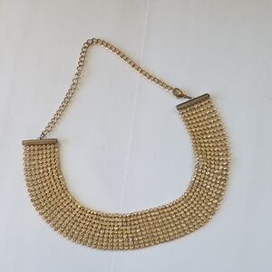 Elegant Golden Tone Gemstone Chain Necklace
